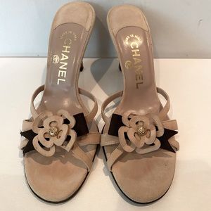 Chanel Camelia Suede Sandals
